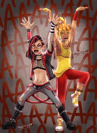 Lined and Shaded Style, 2 Full body, Simple BG